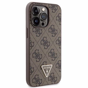Guess GUHCP13LP4TDSCPW dėklas iPhone 13 Pro / 13 - rudas kryžminis 4G metalinis logotipas