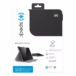 Speck Balance Folio dėklas, skirtas iPad Air 11″ (2024–2026), iPad Air 10,9″ (4–5 kartos, 2020–2022) ir iPad Pro 11″ (2018–2022) (spalva: juoda)