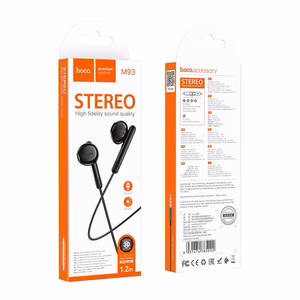 HOCO laidinės ausinės Jack 3,5 mm su mikrofonu M93 juodos