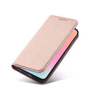 Magnetinis kortelių dėklas Samsung Galaxy S23+ su atverčiamu dangteliu, pinigine ir stovu, rožinis