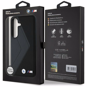 BMW odinis MagSafe dėklas su plačiomis juostomis, skirtas Samsung Galaxy S25 – juodas