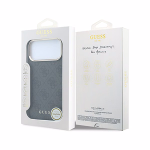 Dėklas Guess PU Leather 4G Gold Frame MagSafe Apple iPhone 18 Pro Max juodas