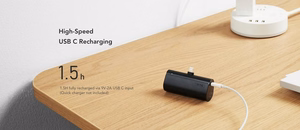 Powerbank Veger PlugOn (W0556P) PD QC3.0 3A 20W 5000 mAh with a built-in connector Lightning black