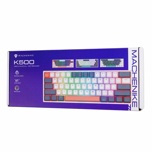 Machenike K500-B61 Laidinė mechaninė žaidimų klaviatūra su apšvietimu Blue Switch - mėlynas ir baltas