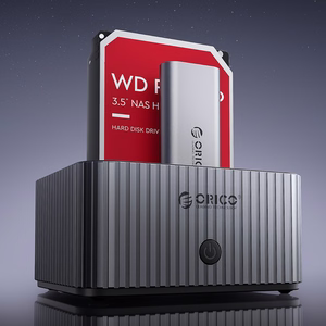 Orico IT28E-C 2 diskų prijungimo stotelė su M.2 NVME 2.5"/3.5 HDD/2.5" SSD klonavimo funkcija - pilka
