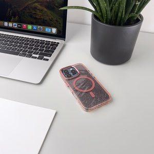 Blizgus dėklas MagSafe iPhone 16 Pro Max - rožinis su blizgučiais