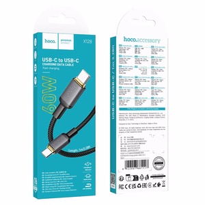 Кабель USB C на USB C Hoco 3A 60W 1 m X128 Benefit черный