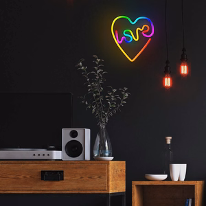 Forever Light neoninis LED RGB LOVE IN HEART FLRN02 + nuotolinio valdymo pultas