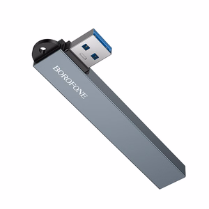 "Borofone" adapteris HUB FH1 4 in 1 - USB į 3xUSB 2.0 + USB 3.0 - pilkas