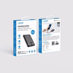 Išorinė baterija POWER BANK VEGER S11 10000mAh (Type-C; MicroUSB; 22.5W) juoda