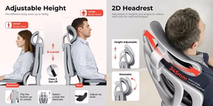 Reguliuojama ergonominė biuro kėdė su galvos ir juosmens atramomis, juoda
