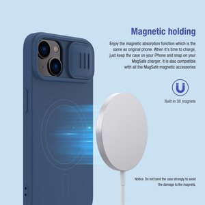 Nillkin CamShield Silky силиконовый чехол для iPhone 15 Plus тёмно-синий