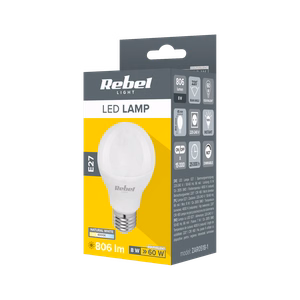 Rebel G45 E27 LED lemputė, 8 W, 4000 K, 230 V