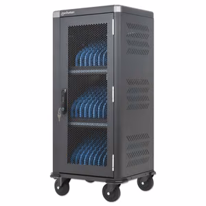 Manhattan 181471 – 30-bay USB-C charging cart for iPads up to 13 inches, MacBook Air up to 13 inches, Chromebooks up to 14 inches and other mobile devices, 30 W, bay size 404×27.6×283 mm, cables included