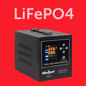 Rebel POWER-500-LFP4 backup power supply, pure sine wave inverter with charging, 12 V / 230 V, 500 VA / 300 W