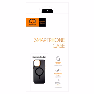 Tel Protect Magnetic Carbon dėklas iPhone 13 Pro juodai-oranžinis