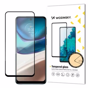 Сверхпрочное закаленное стекло Wozinsky Full Glue на весь экран с рамкой для Motorola Moto G42, совместимо с чехлом, черное