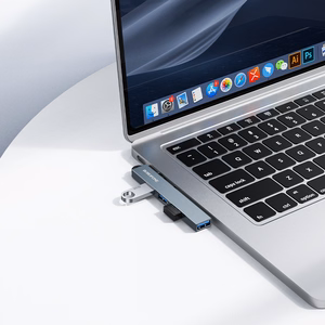 "Borofone" adapteris HUB FH1 4 in 1 - USB į 3xUSB 2.0 + USB 3.0 - pilkas