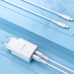 Borofone Sieninis įkroviklis BN2 Super - 2xUSB - 2,1A su USB į Type C baltas