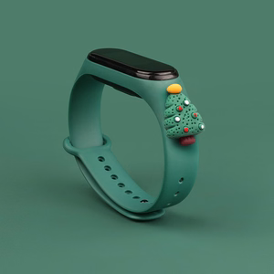 Dirželis Xmas Xiaomi Mi Band 3 / 4 Kalėdinis silikoninis dirželis apyrankė su Kalėdų eglute - tamsiai žalia