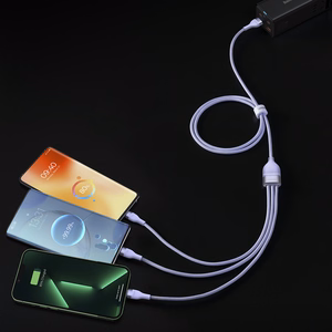 Baseus Cable Flash Series II 3 in 1 - USB to Type C, Lightning, Micro USB - 66W 6A 1,2 metres (CASS040005) purple