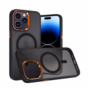 Tel Protect Magnetic Carbon dėklas iPhone 13 Pro juodai-oranžinis