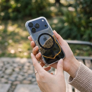 Чехол iPhone 17 Pro / 18 Pro (низкий край камеры) Golden совместимый с MagSafe черный