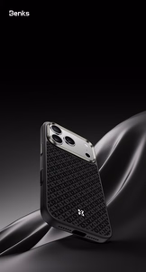 "Benks Magnetic Armor Pro Armor Grid Kevlar korpusas su metaliniu rėmeliu 600D (Y070), skirtas "Iphone 17 Pro Max", juodos spalvos