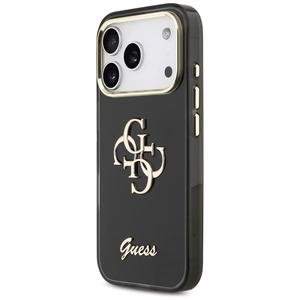 Guess IML 4G Script Metal dėklas for iPhone 17 Pro - juodas
