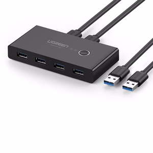 Ugreen US216 30768 USB-хаб 4x USB 3.2 Gen 1 для двух компьютеров — чёрный
