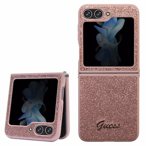 Guess Glitter Script чехол для Samsung Galaxy Z Flip 5 - розовый