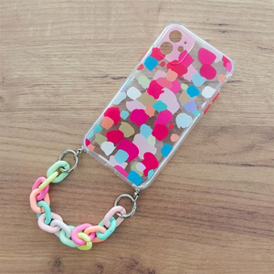 Color Chain dėklas gelinis lankstus elastingas dėklas su grandinės pakabuku iPhone 8 Plus / iPhone 7 Plus įvairiaspalvis
