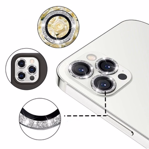Закалённое стекло Hard Diamond для камеры (объектива) для Iphone 13 Pro/13 Pro Max серебряный (3 шт.)