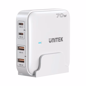 Unitek GaN Įkroviklis 70W 2x USB-C 2x USB-A Baltas
