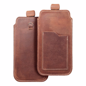 Slip-in phone case leather sleeve with pull-up Royal for iPhone 6 / 7 / 8 Crazy Horse size L brown