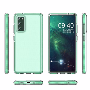 Dėklas telefonui Spring Case – skaidrus TPU gelio dėklas su spalvingu rėmeliu, skirtas Samsung Galaxy A02s EU – juodas
