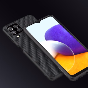 Nillkin Textured Case patvarus sustiprintas dėklas su geliniu rėmu ir nailono nugarėle Samsung Galaxy A22 4G juodas