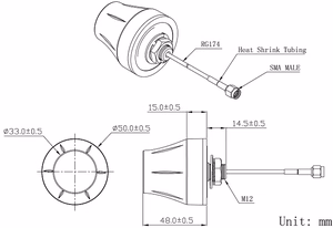 Extra Digital TV990832 visakryptė GSM antena, 824–960 / 1710–2170 MHz, 2 dBi, IP67