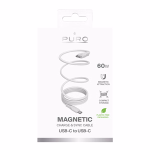 Puro Magnetic кабель USB-C - USB-C 60W USB 3.2 (20 Gbps) 1м магнитный - белый
