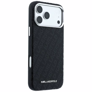 Dėklas Karl Lagerfeld PU Grained Allover Semi Wrap MagSafe Apple iPhone 18 Pro Max juodas