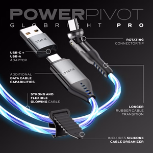 STATIK PowerPivot Pro, светящийся LED кабель, USB-C – USB-C, 2 м, черный