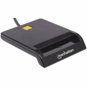 Manhattan USB-A kontaktinis išmaniųjų kortelių skaitytuvas, 12 Mbps, išorinis, juodas, kabelis 105 cm