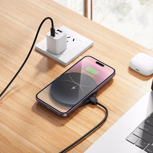 Беспроводное зарядное устройство Hoco 15W с кабелем USB C и цифровым дисплеем CW62 чёрное