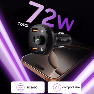 Tech-Protect CC06 PD72W 3 jungčių automobilinis įkroviklis su FM siųstuvu, juodas