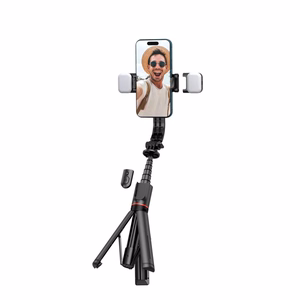 Tech-Protect L05S Bluetooth selfie lazda trikojis ir LED šviesa juoda