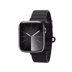 Магнитный ремешок Crong Eclipse из экокожи для Apple Watch 44 / 45 / 46 / 49 мм, чёрный