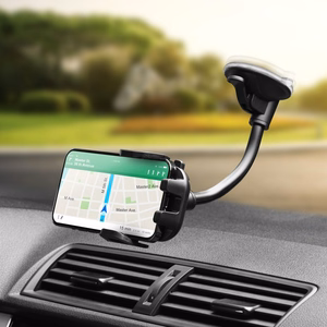 Automobilinis universalus telefono laikiklis Forcell (17cm) Long arm tvirtinamas ant prietaisų skydelio, juodas