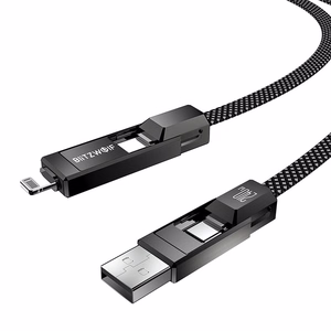 Кабель Blitzwolf BW-HDC7 4-в-1 USB+C+Lightning 240W 1,2 м (чёрный)