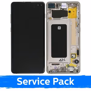 LCD ekranas suderinamas su Samsung G975 S10 Plus su rėmeliu / Ceramic White / (Service Pack)