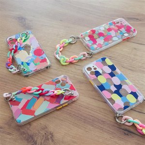 Color Chain Case gelinis lankstus elastinis dėklas su grandinėlės pakabuku Xiaomi Redmi 10 įvairiaspalvis